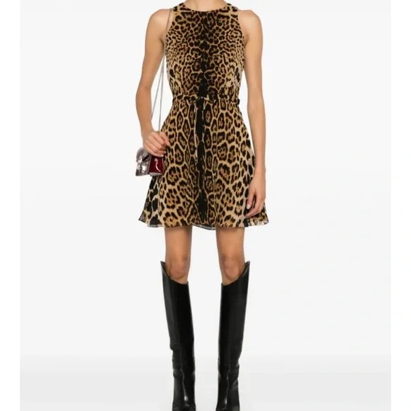 SAINT LAURENT Animal Print Mini Dress size EU 40 - Picture 2 of 2